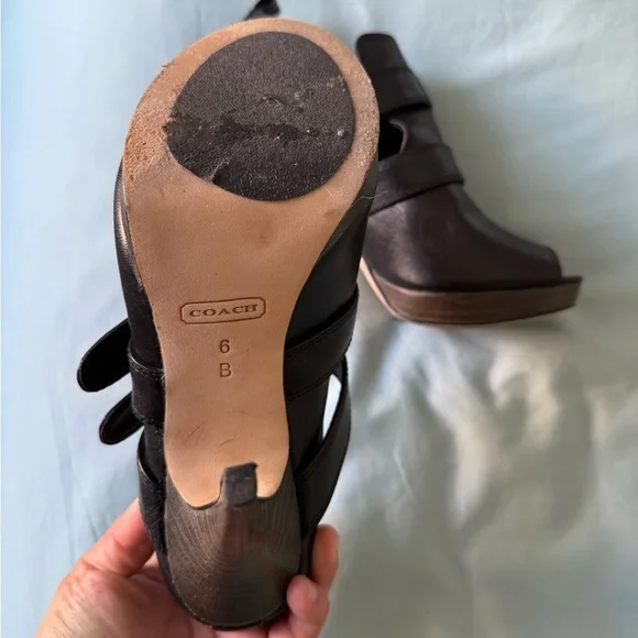 Coach Black Strappy Peep-Toe Heels - Picture 3 of 3